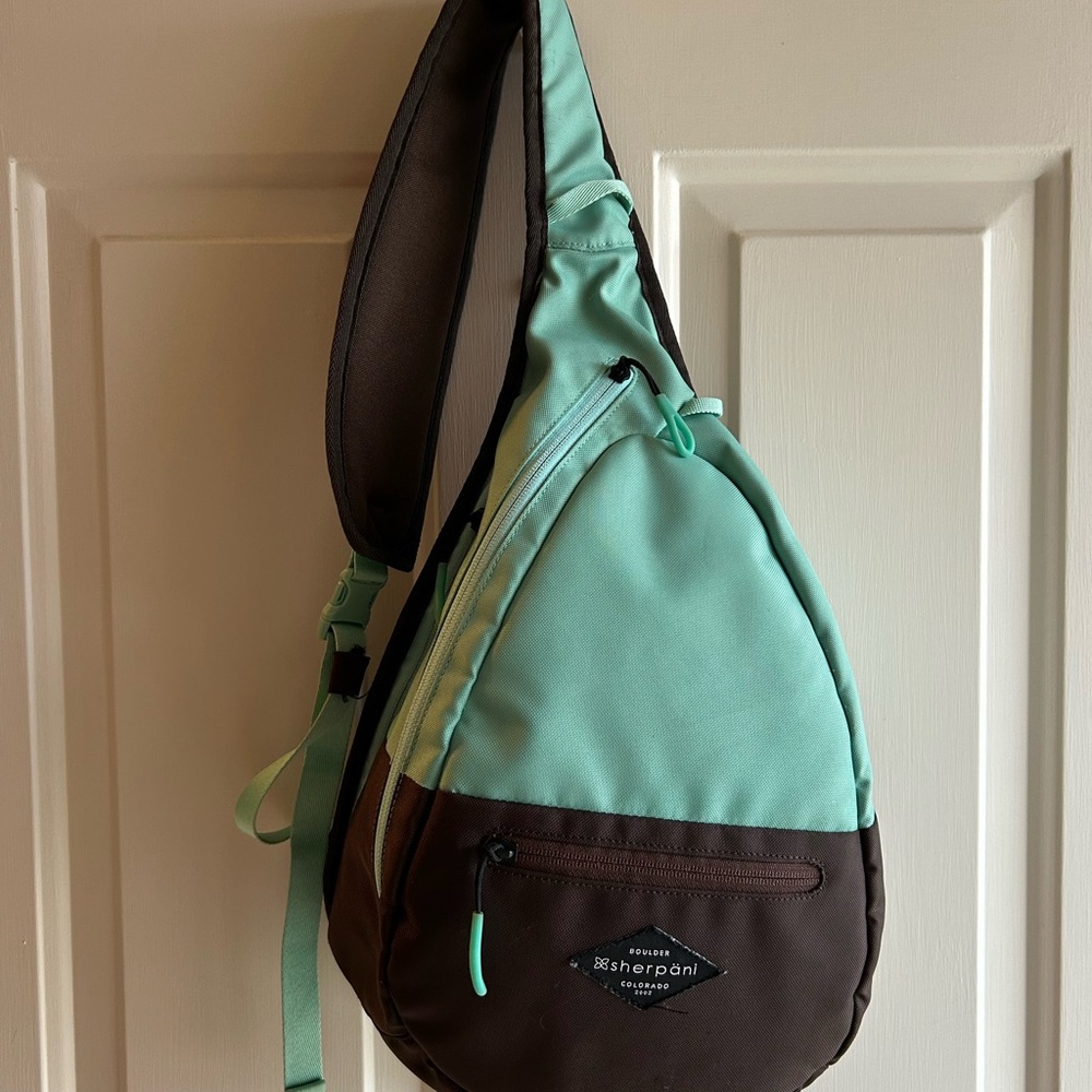 Sherpani Mint Green and Brown Sling Bag